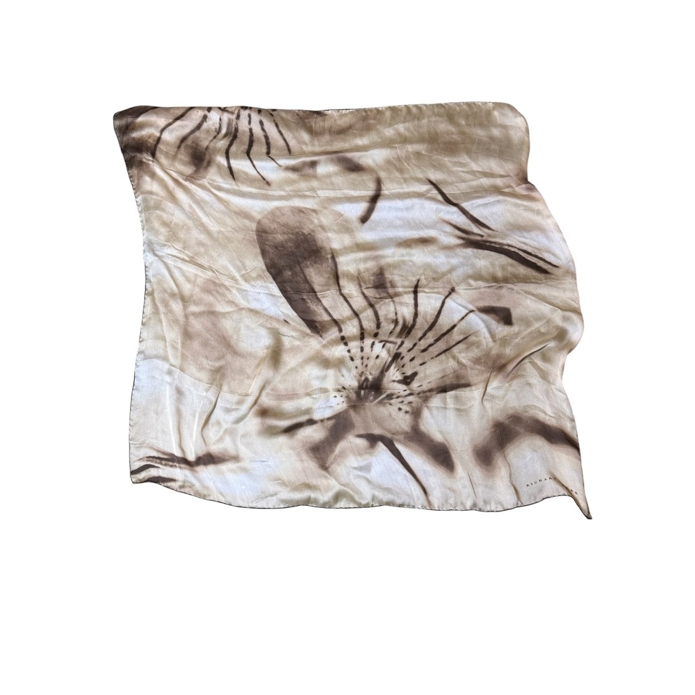 Richard Tyler Floral Scarf Neutral Colors Designer‎ Accessory 36" x 32"